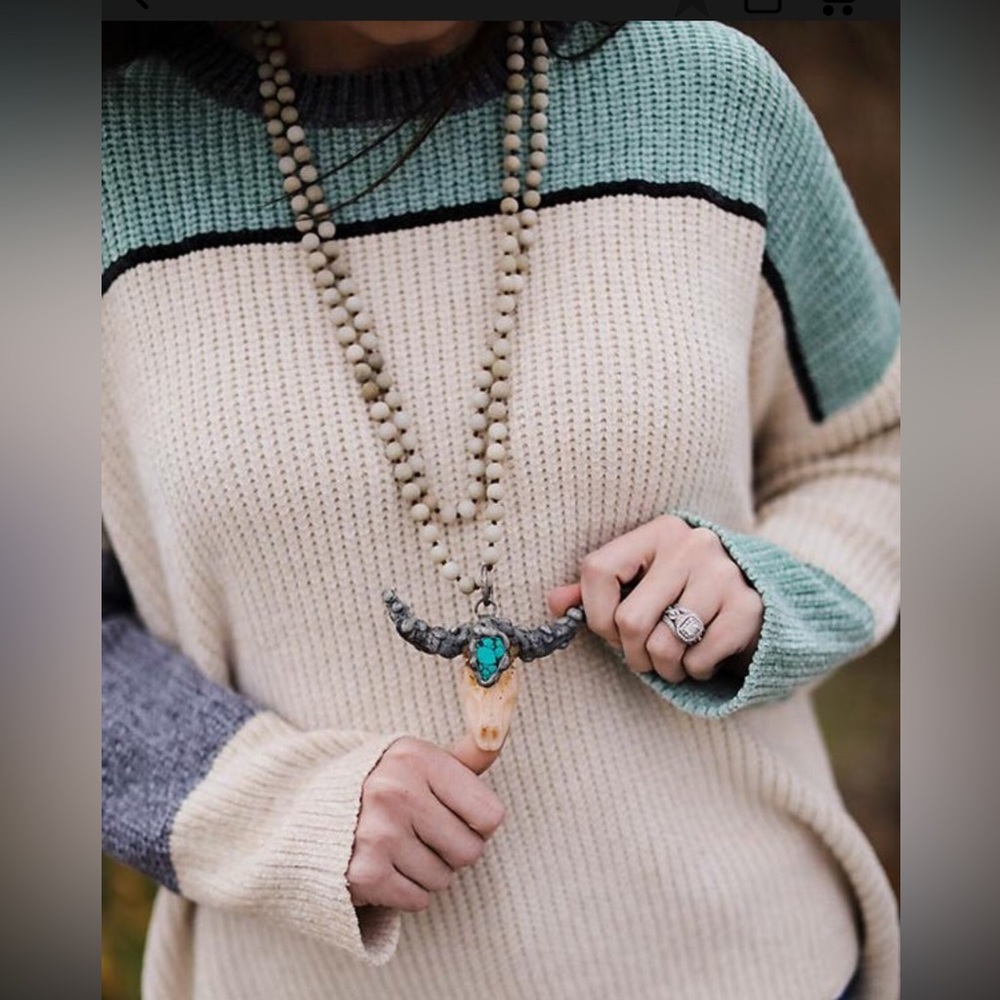 Art by Amy Ivory Beaded Steer Necklace